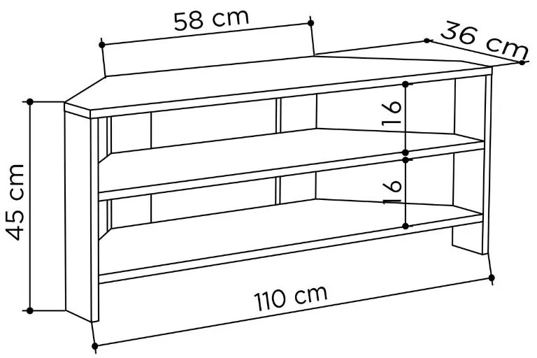 Έπιπλο τηλεόρασης γωνιακό Thales Megapap χρώμα black wood 110x36x45εκ.