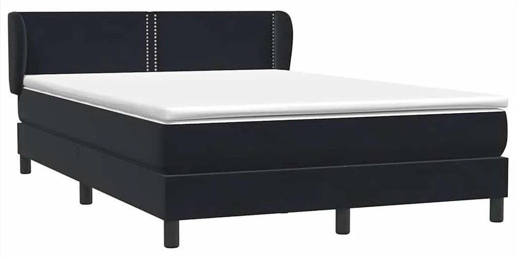 vidaXL Box Spring Κρεβάτι με στρώμα Μαύρο 140x220 cm Βελούδινο