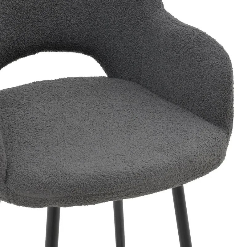 Σκαμπό bar Renish ύφασμα μπουκλέ γκρι και μεταλλικό μαύρο πόδι 51x57x114εκ 2αδα 51x57x114 εκ.