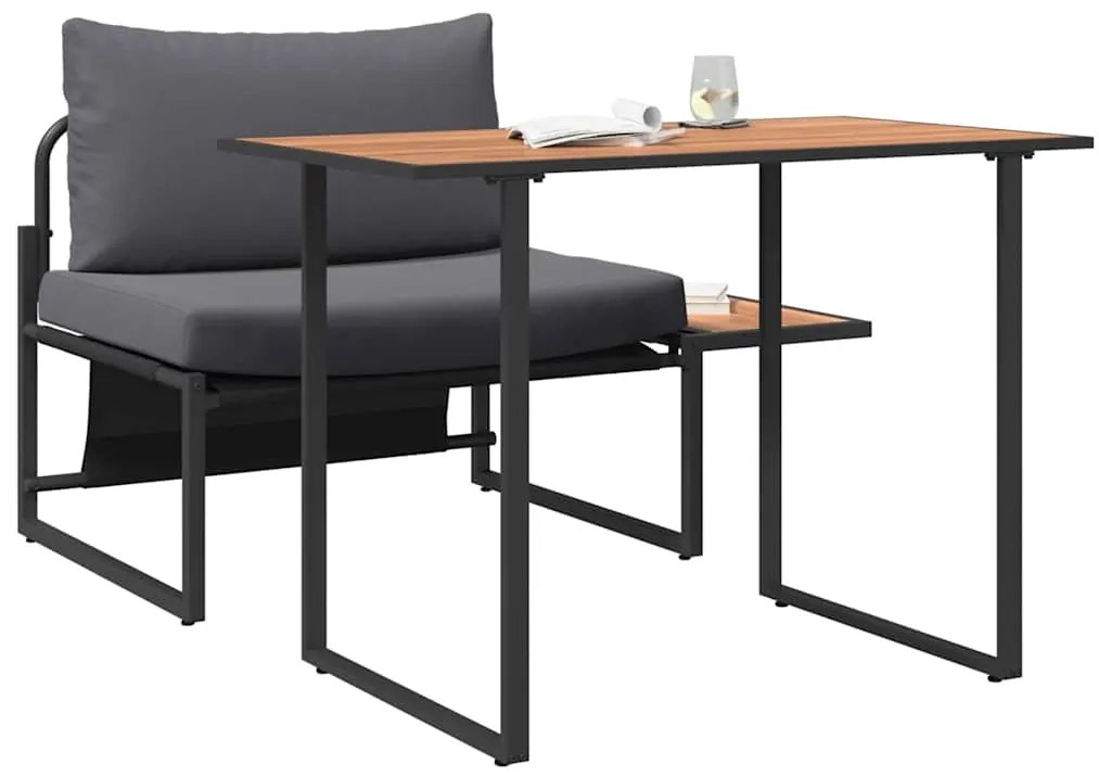 vidaXL Εξωτερική Καρέκλα Χάλυβα 2 pcs Ανθρακί Ατσάλι