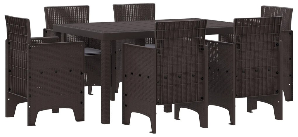 vidaXL Σετ Τραπεζαρίας Κήπου 7 pcs Καφέ PE Ρατάν