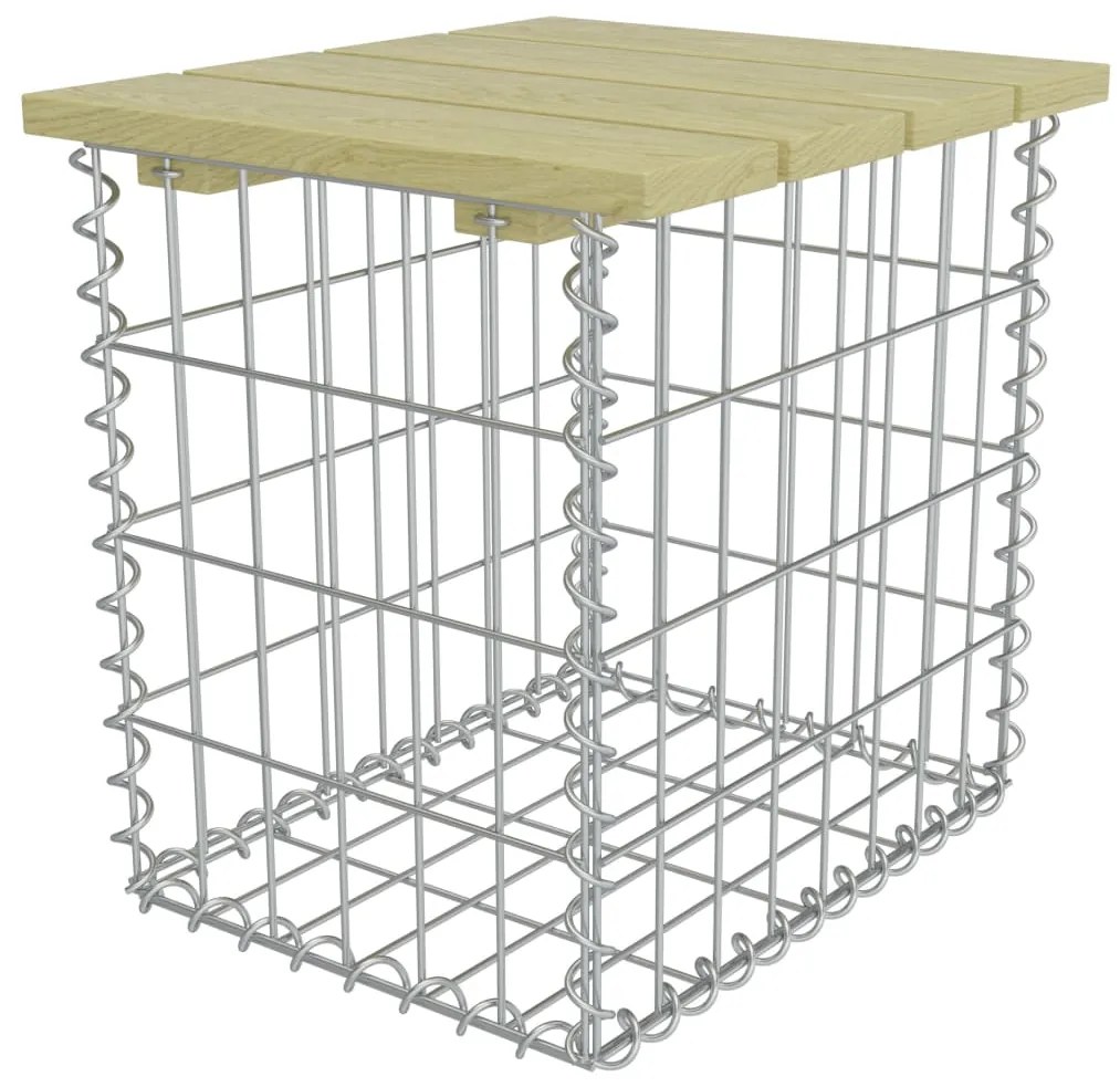 vidaXL Υποπόδιο Κήπου Γκρι 40x40x45εκ. Γαλβ. Χάλυβας Μασίφ Ξύλο Πεύκου