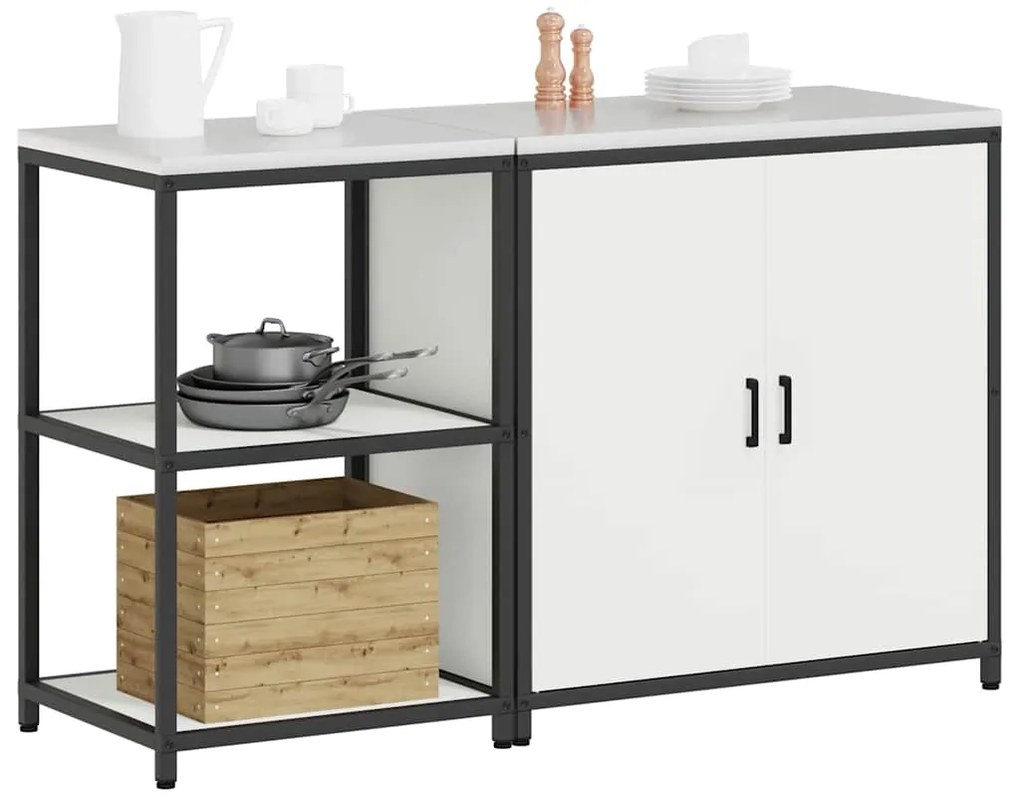 vidaXL Σετ Αποθήκευσης Κουζίνας 2 pcs Λευκό Ψυχρής έλασης χάλυβας