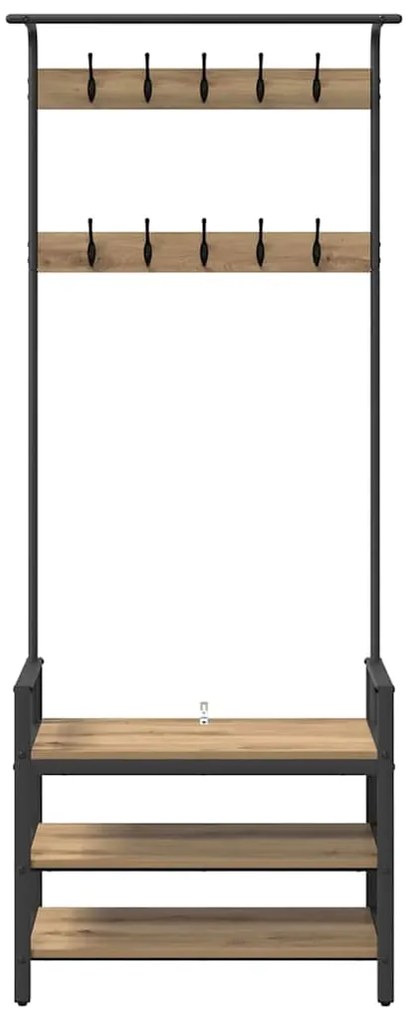 vidaXL Κρεμάστρα artisan δρυς 75 x 34 x 184 εκ Επεξεργασμένο ξύλο