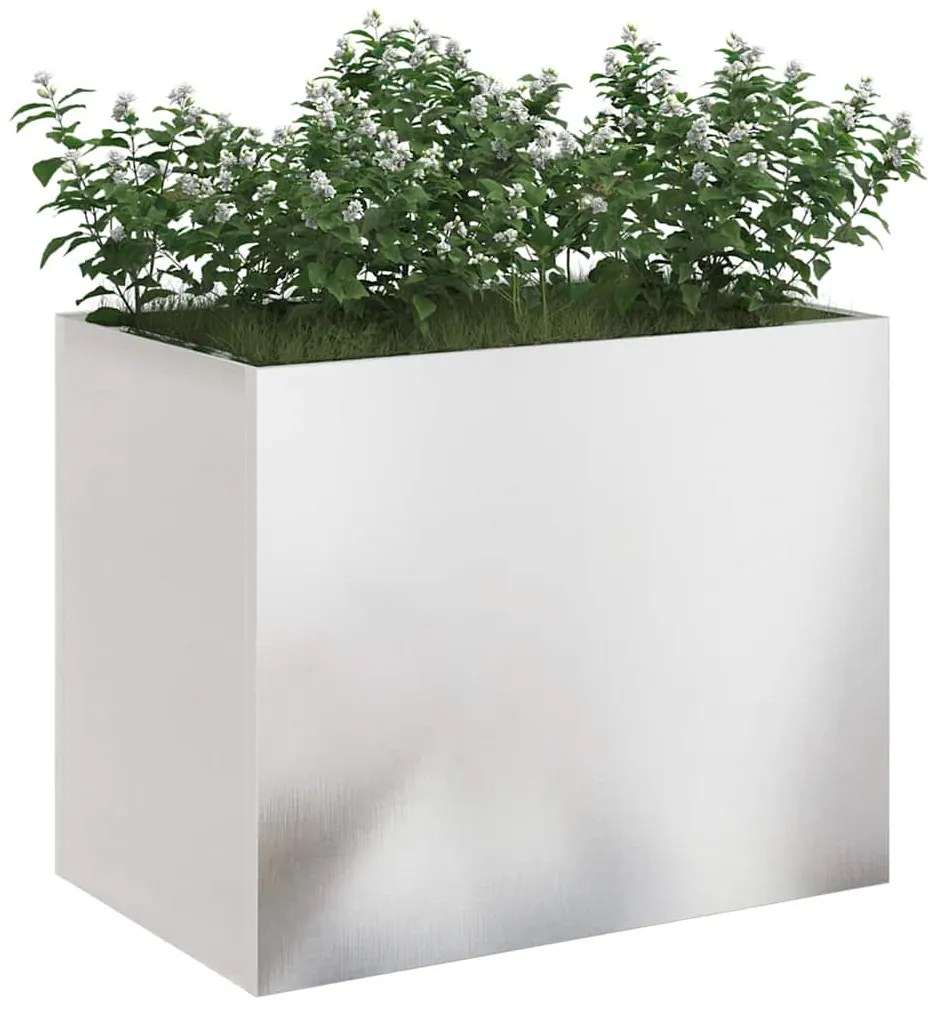 vidaXL Γλάστρα Κήπου Ασημί 50 x 32 x 40 εκ. Ανοξείδωτο ατσάλι