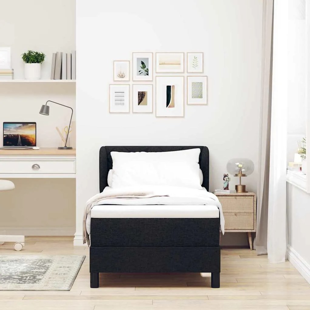 vidaXL Κρεβάτι box spring με στρώμα με στρώμα Μαύρο 80 x 200 cm ύφασμα