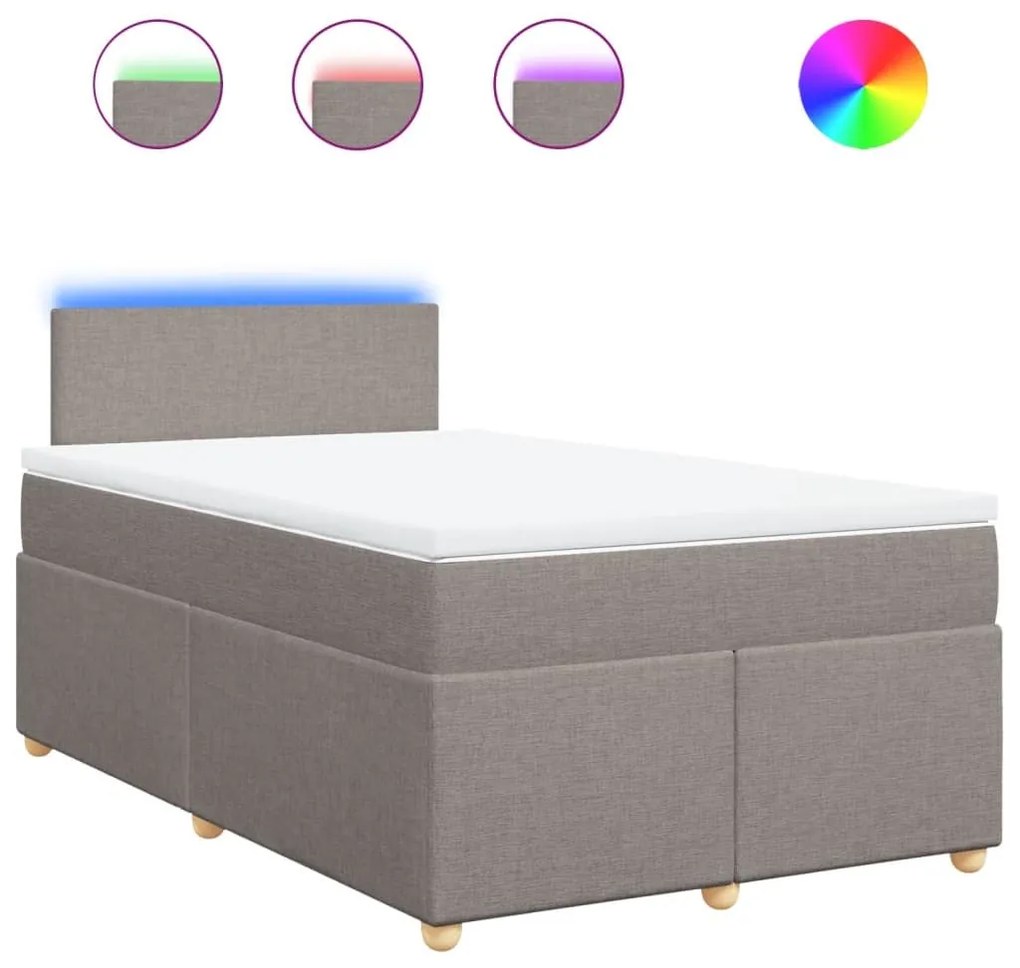 Κρεβάτι Boxspring με Στρώμα Taupe 120x190 εκ. Υφασμάτινο - Μπεζ-Γκρι