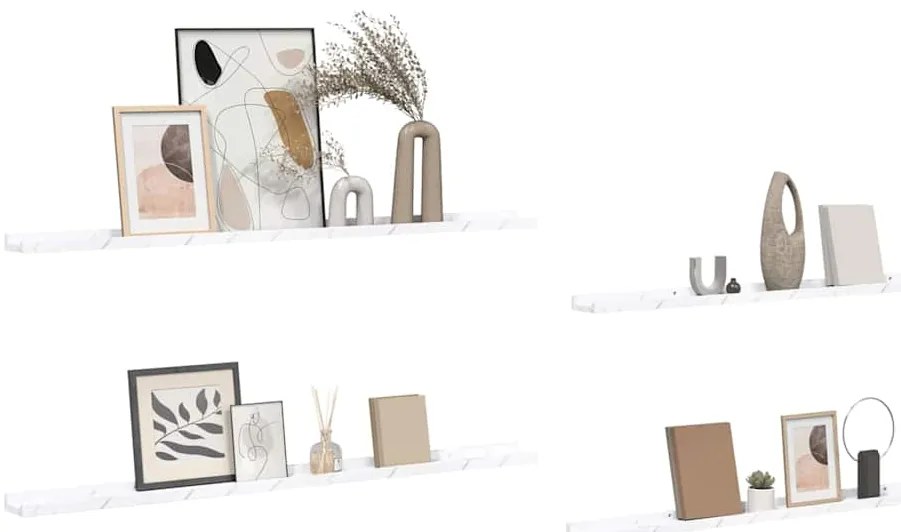 vidaXL Ράφι Τοίχου με ράφι 4 pcs Λευκό Μάρμαρο 115 x 9 x 3 cm