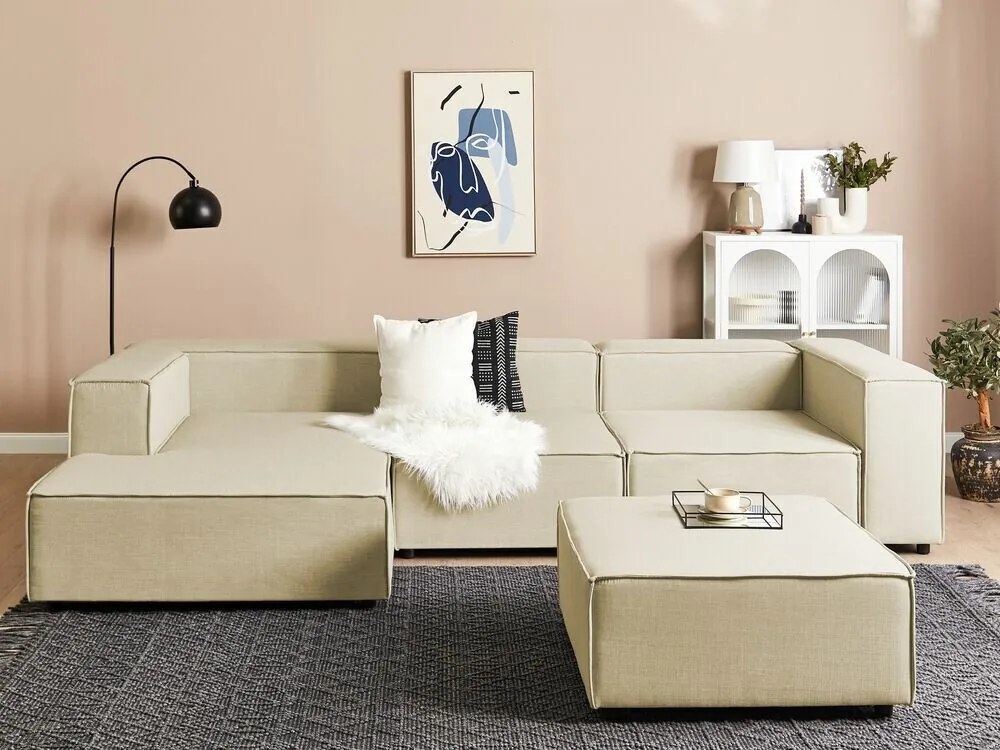 Πολυμορφικός γωνιακός καναπές Berwyn J105, Beige, 326x180x68cm, Πόδια: Πλαστική ύλη