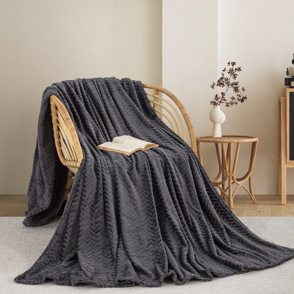 Κουβέρτα Fleece Υπέρδιπλη (220x240) AdamHome 550 D.Grey