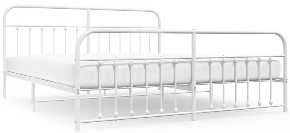 vidaXL Πλαίσιο Κρεβατιού με Κεφαλάρι&Ποδαρικό Λευκό 193x203εκ. Μέταλλο