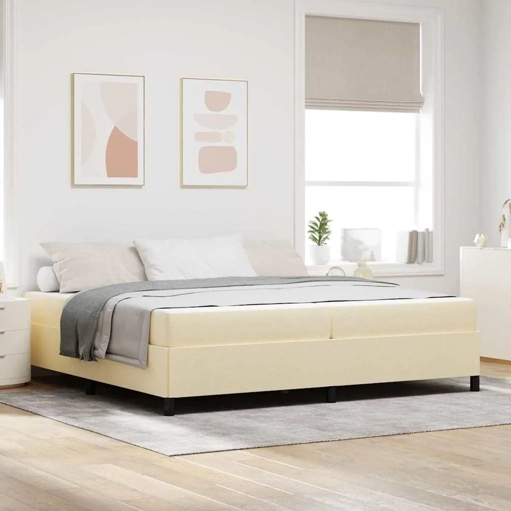 vidaXL Κρεβάτι με ελατήρια Κρέμα 200 x 200 cm
