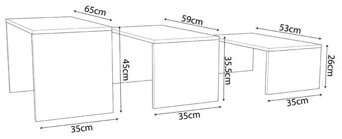 Τραπέζι σαλονιού Alteo μελαμίνης oak-λευκό 65x45x35εκ 65x45x35 εκ.