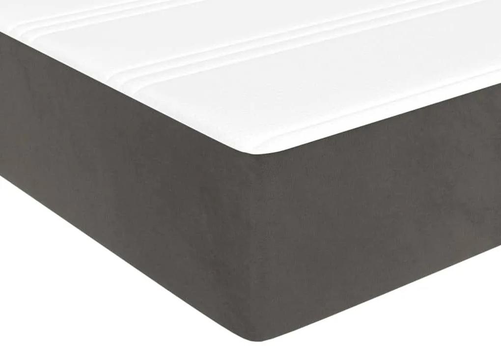 Κρεβάτι Boxspring με Στρώμα Σκούρο Γκρι 100x200 εκ. Βελούδινο - Γκρι