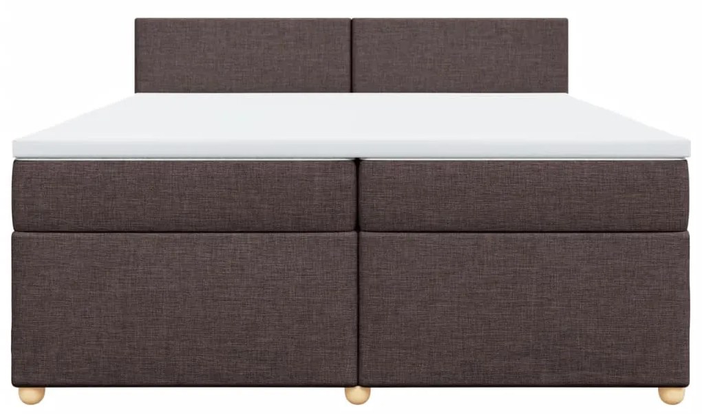 vidaXL Κρεβάτι Boxspring με Στρώμα Σκούρο Καφέ 200x200 εκ. Υφασμάτινο