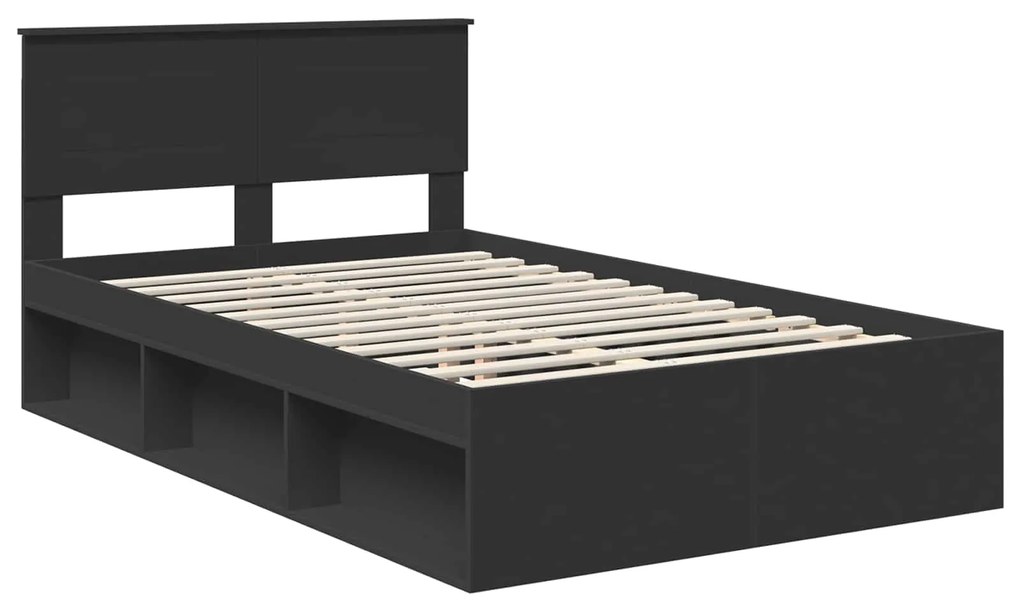 vidaXL Σκελετός Κρεβατιού Μαύρο 120 x 190 cm Επεξεργασμένο ξύλο
