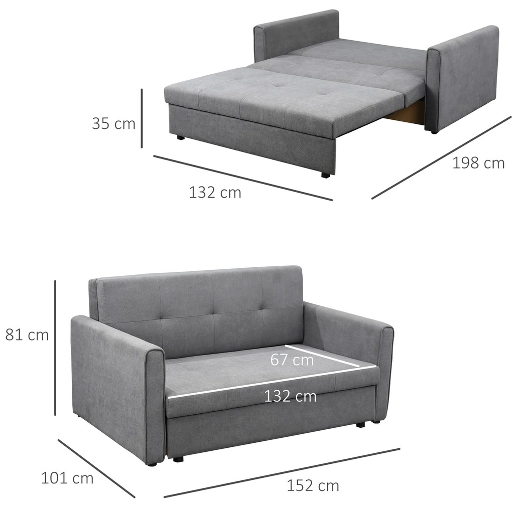 Καναπές-κρεβάτι, διθέσιος καναπές, έως 200 κιλά, με κρυφό αποθηκευτικό χώρο, Πολυβαμβάκι, Γκρι
