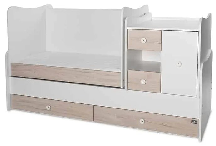 Πολυμορφικό βρεφικό κρεβάτι Mini Max  White + Light Oak  10150500045A  Lorelli