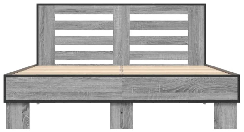 vidaXL Πλαίσιο Κρεβατιού Γκρι Sonoma 140x190 εκ. Επεξ. Ξύλο &amp; Μέταλλο