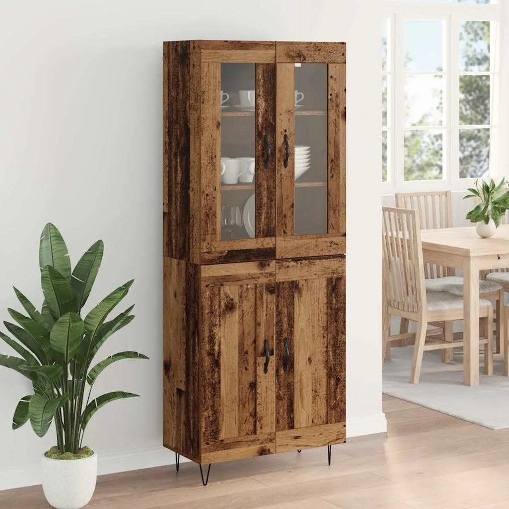 vidaXL Highboard Παλιό Ξύλο 69,5 x 34 x 180 εκ. Επεξεργασμένο ξύλο