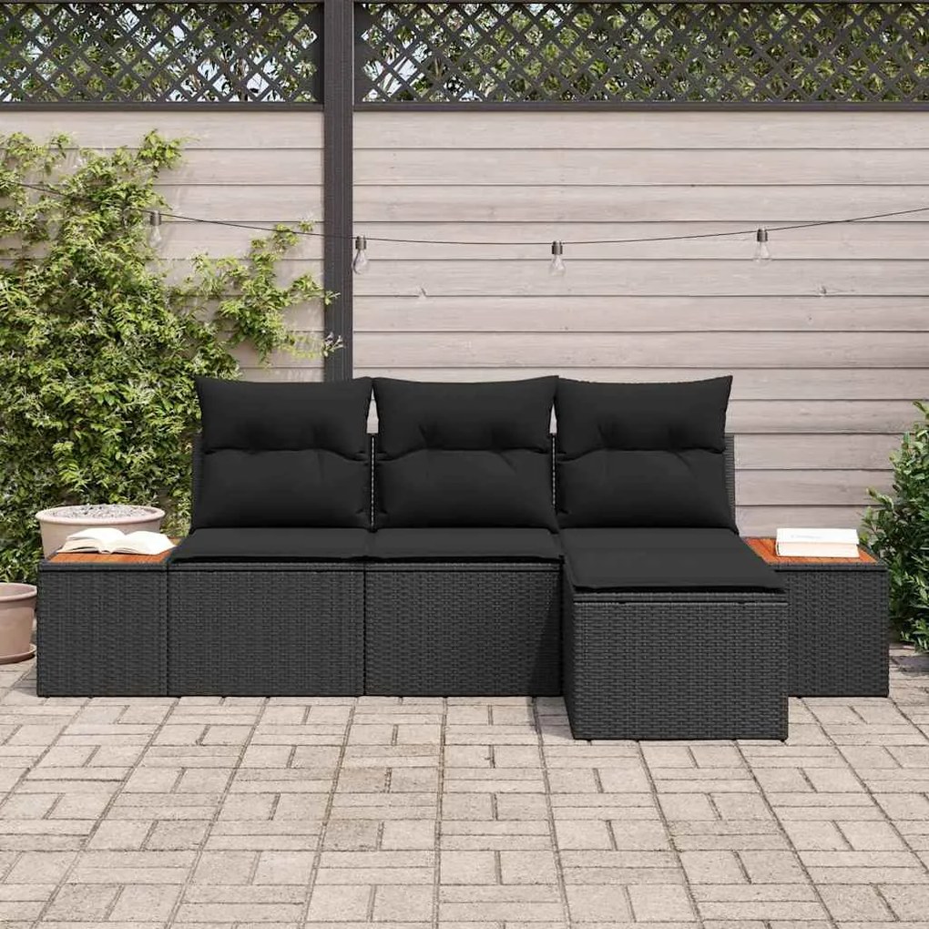 vidaXL με μαξιλάρι Ρυθμιζόμενος 4 pcs Μαύρο 239 x 117 x 37 εκ