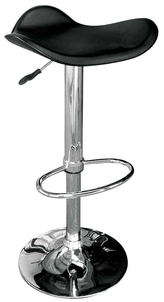 Σκαμπώ Saddle Bar Χρώμιο/PVC Μαύρο 45x43x58/64-79/85cm (Σετ 2 ΤΕΜ)