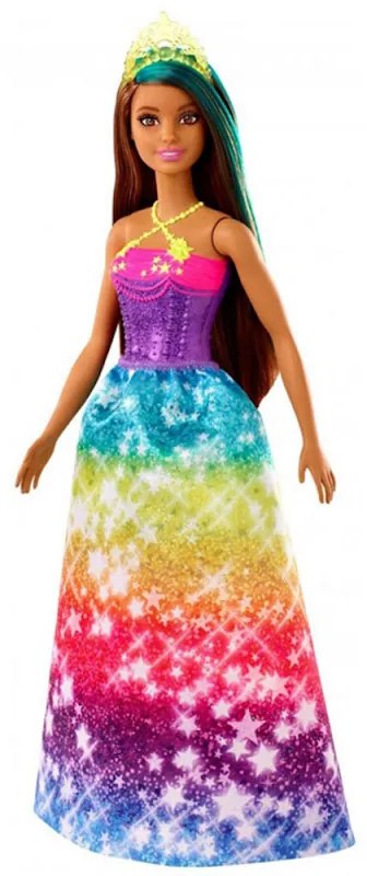 Κούκλα Barbie Dreamtopia, 29cm, Με glitter μπλουζάκι και πολύχρωμη φούστα, Πολύχρωμη