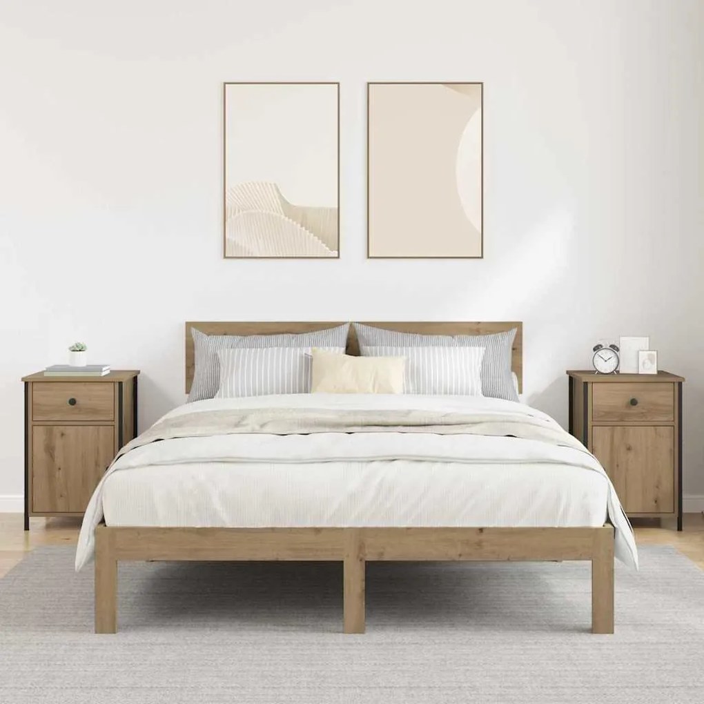 vidaXL Κομοδίνο 2 pcs artisan δρυς 40 x 42 x 60 εκ. Επεξεργασμένο ξύλο