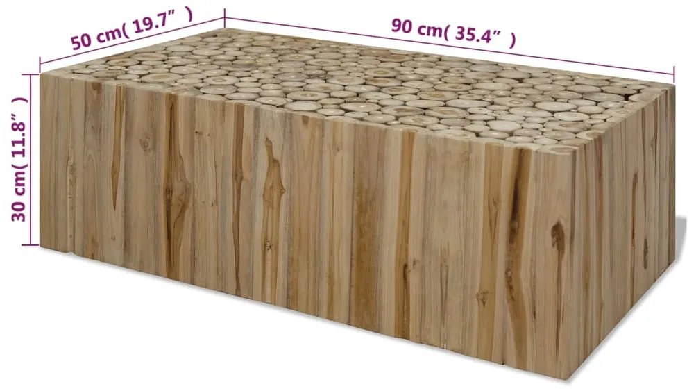 vidaXL Τραπεζάκι Σαλονιού 90 x 50 x 30 εκ. από Αληθινό Ξύλο Teak