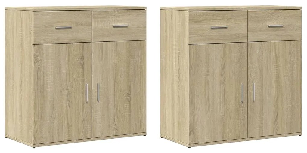 vidaXL Βοηθητικά Ντουλάπια 2 Τεμ. Sonoma Δρυς 79x38x80εκ. Επεξ. Ξύλο