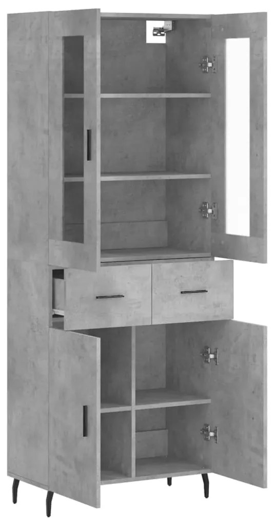 vidaXL Ντουλάπι Γκρι Σκυροδέματος 69,5x34x180 εκ. Επεξεργασμένο Ξύλο