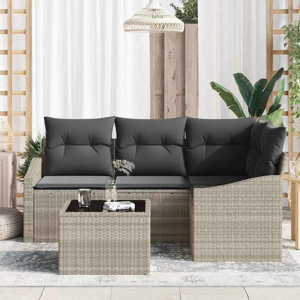 vidaXL Σέτ φαγητού για κήπο με μαξιλάρι 5 pcs Ανοιχτό γκρι