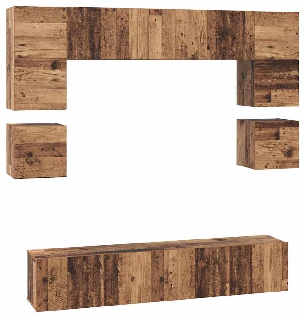 vidaXL Σετ επίπλου τηλεόρασης 8 pcs Παλιό Ξύλο Επεξεργασμένο ξύλο