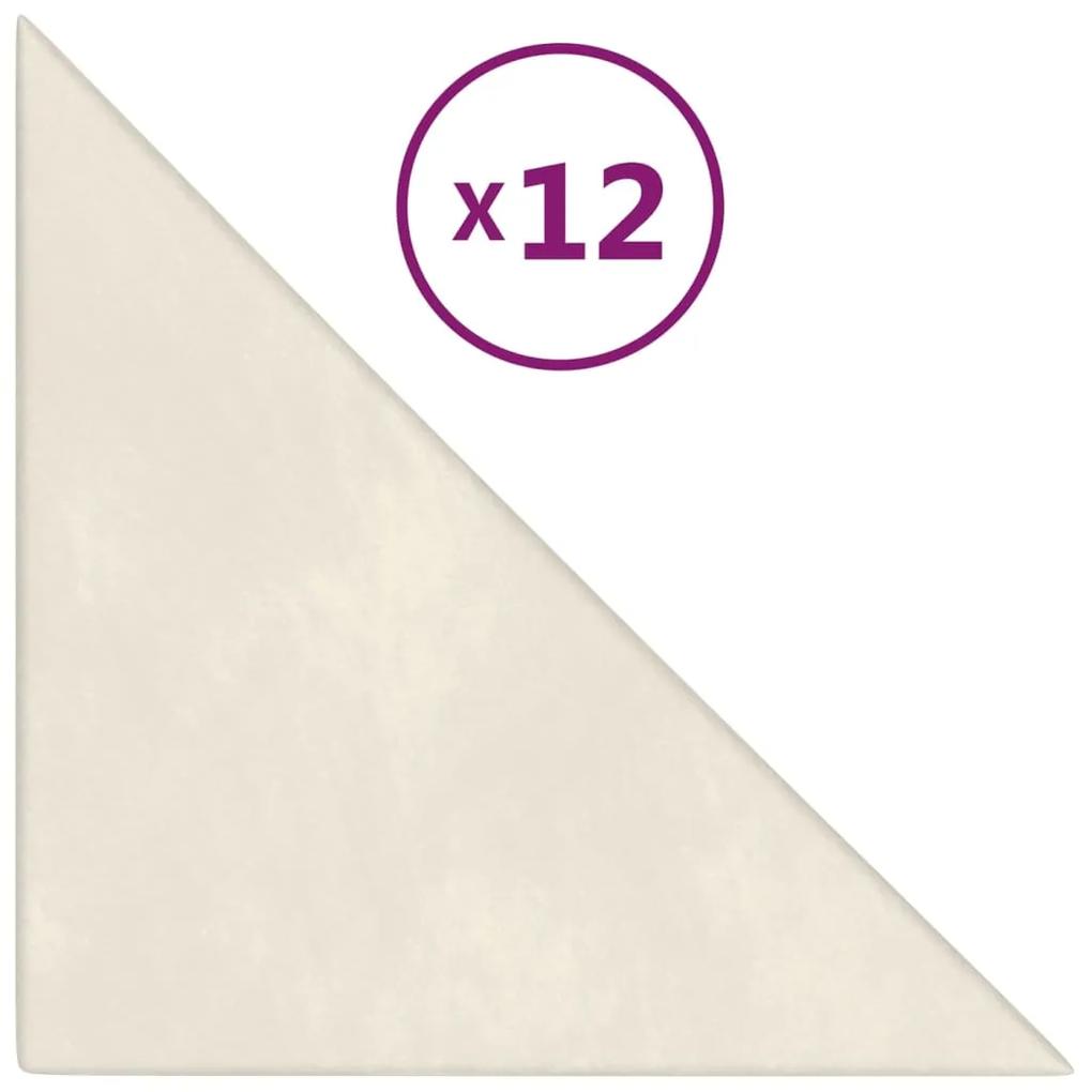 vidaXL Πάνελ Τοίχου 12 τεμ. Λευκό 30 x 30 εκ. 0,54 μ² Βελούδινα