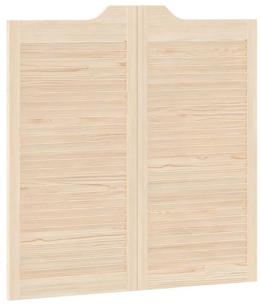 Swing Doors Louvred Design 1-Pair 100x100 cm μασίφ ξύλο πεύκο - Καφέ