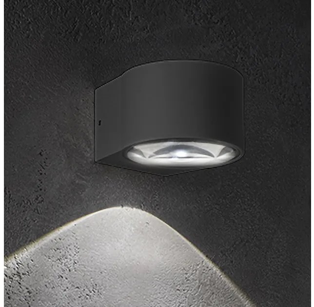 Απλίκα Φωτιστικό Τοίχου LED 6W IP65 3000K Σκούρο Γκρι Lens LD0751G3 Zafferano-LD0751G3-Λευκό LD0751G3