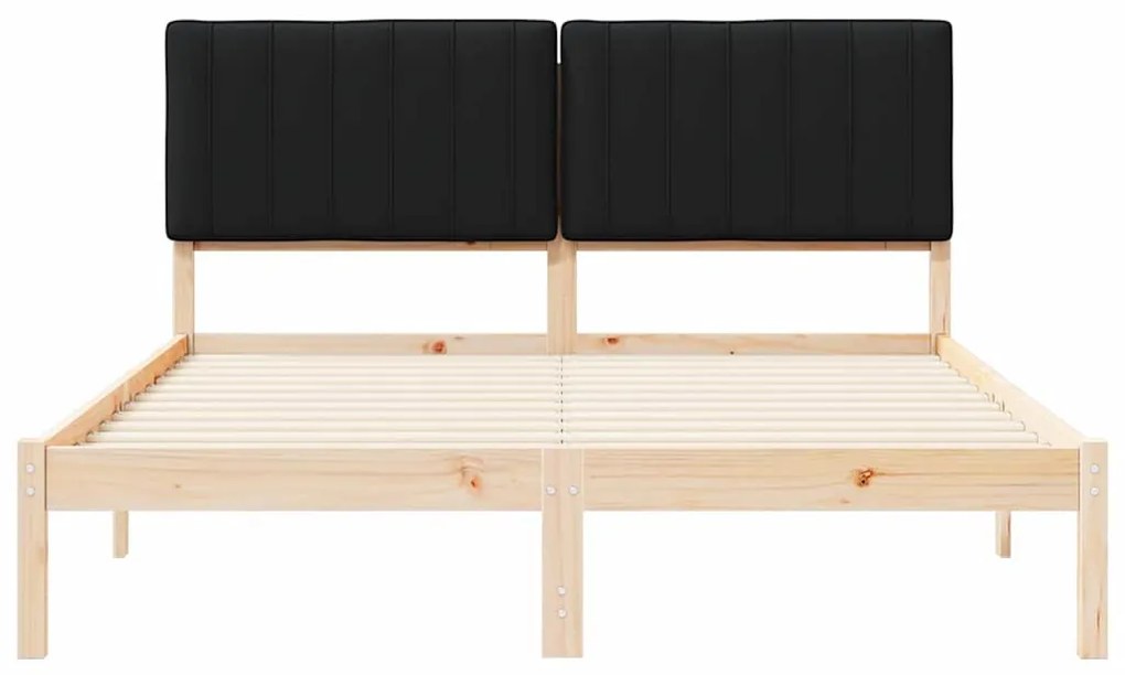 vidaXL Σκελετός Κρεβατιού με Επενδεδυμένο Κεφαλάρι Μαύρο 150 x 200 cm
