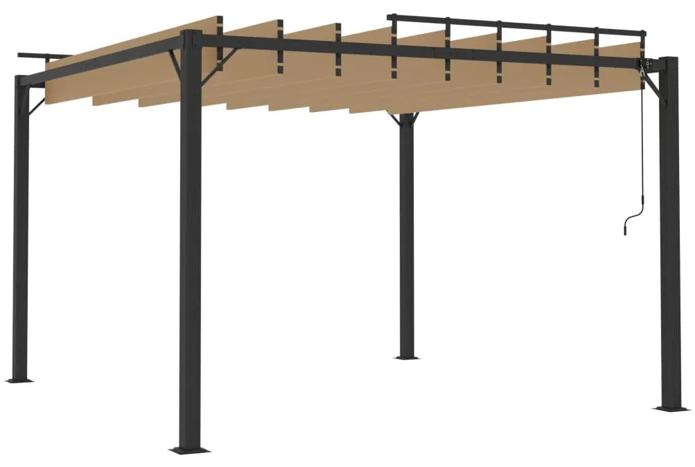 vidaXL Κιόσκι με Ανοιγόμενη Οροφή Taupe 3 x 3 μ. Ύφασμα και Αλουμίνιο
