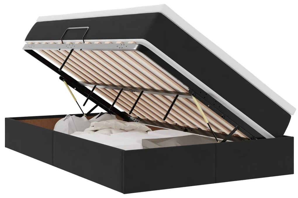 vidaXL Κρεβάτι με αποθηκευτικό χώρο και στρώμα Μαύρο 120 x 190 cm