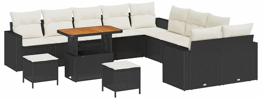 vidaXL Σετ Καναπέ Κήπου 13 pcs Μαύρο συνθετικό ρατάν