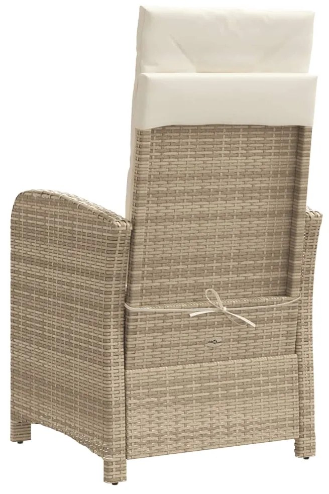 vidaXL Καρέκλα Κήπου Ανακλινόμενη Μπεζ Συνθετικό Ρατάν με Υποπόδιο