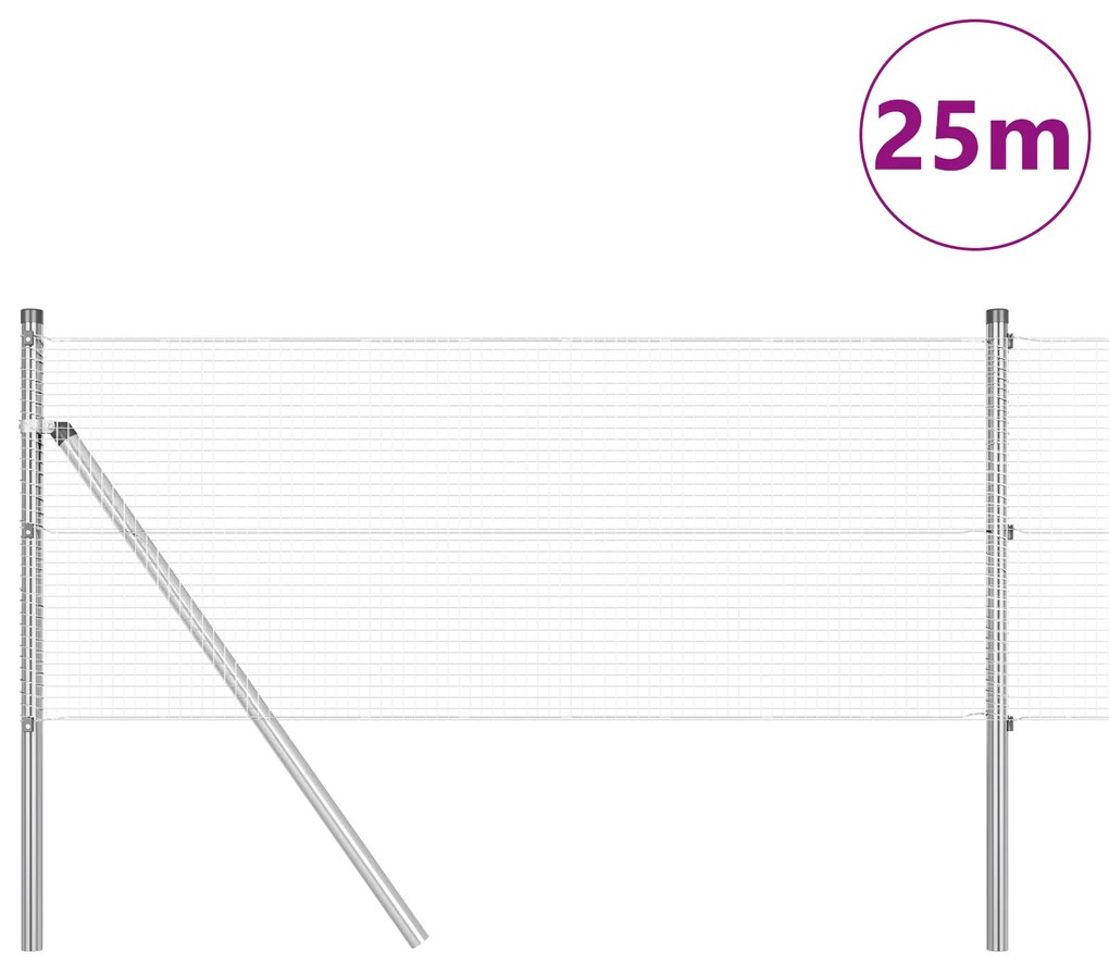 vidaXL Γαλβανισμένος Ελίας Φράχτης με 13 Στυλ 0.4x25 μ Γαλβανισμένος Χάλυβας
