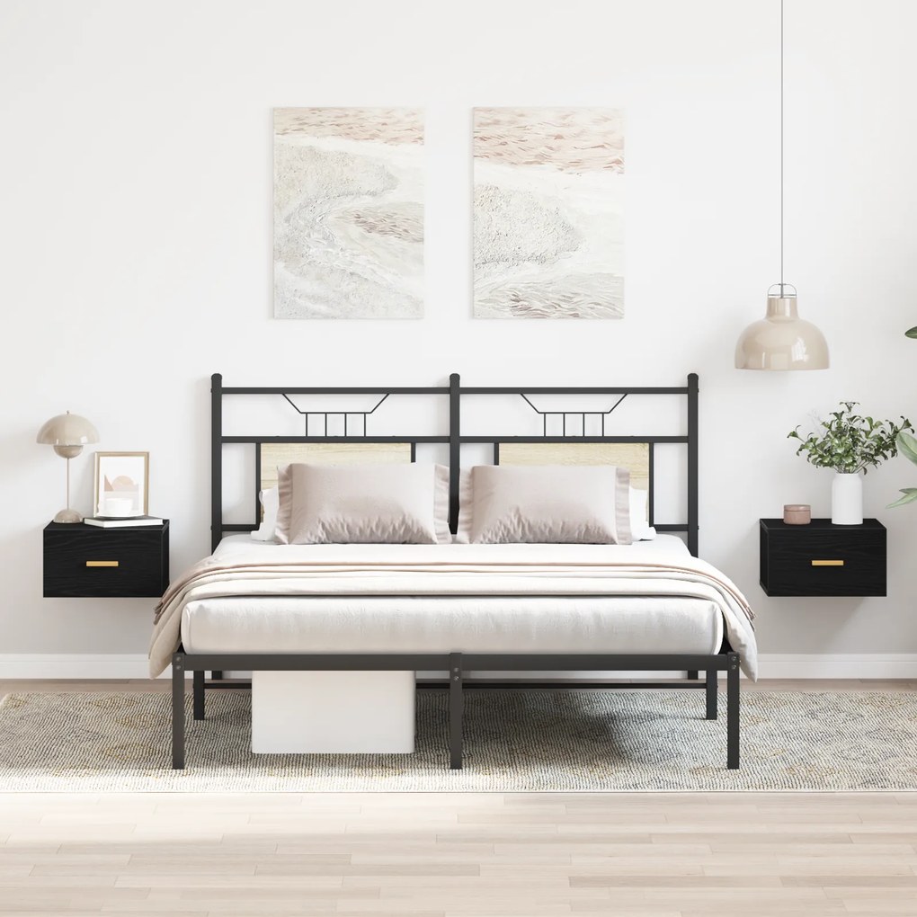vidaXL Τοίχου Κομοδίνα 2 τεμ Μαύρη Δρυς 35x35x20 εκ