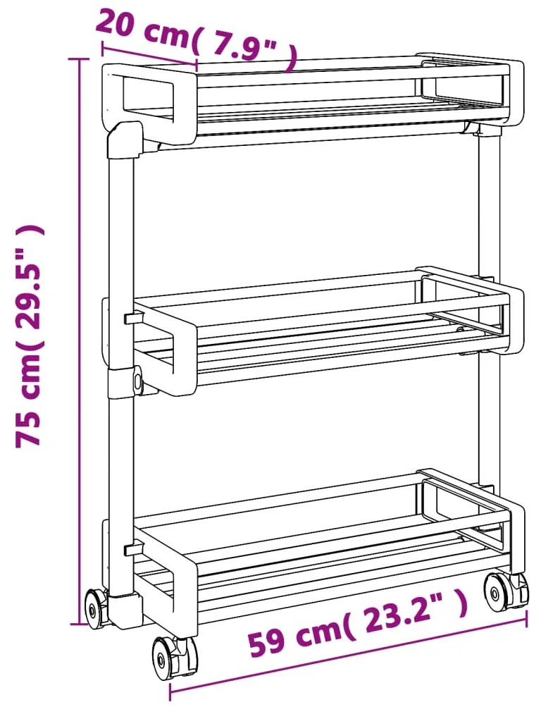 vidaXL Τρόλει Αποθήκευσης 59 x 20 x 75 εκ. από Αλουμίνιο