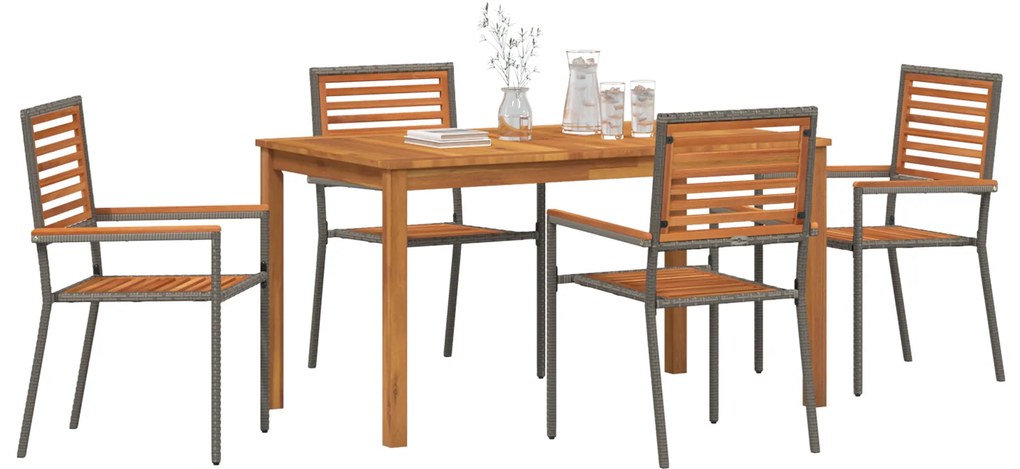 vidaXL Σετ Τραπεζαρίας Κήπου 5 Τεμαχίων 5 pcs Γκρι 140 x 80 x 74 cm