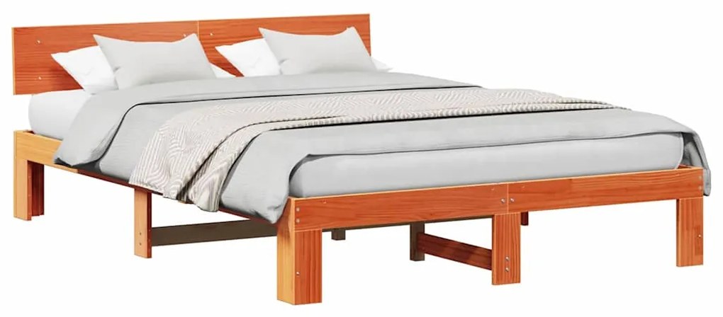 vidaXL Σκελετός Κρεβατιού Καφέ 160 x 200 cm Μασίφ ξύλο πεύκου