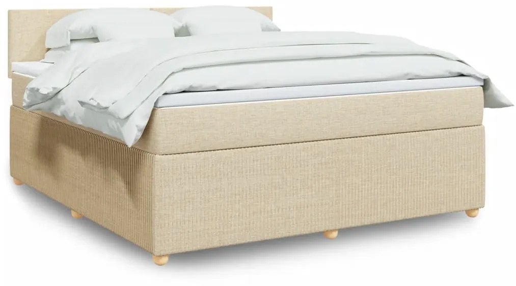 vidaXL Κρεβάτι Boxspring με Στρώμα Κρεμ 180x200 εκ. Υφασμάτινο