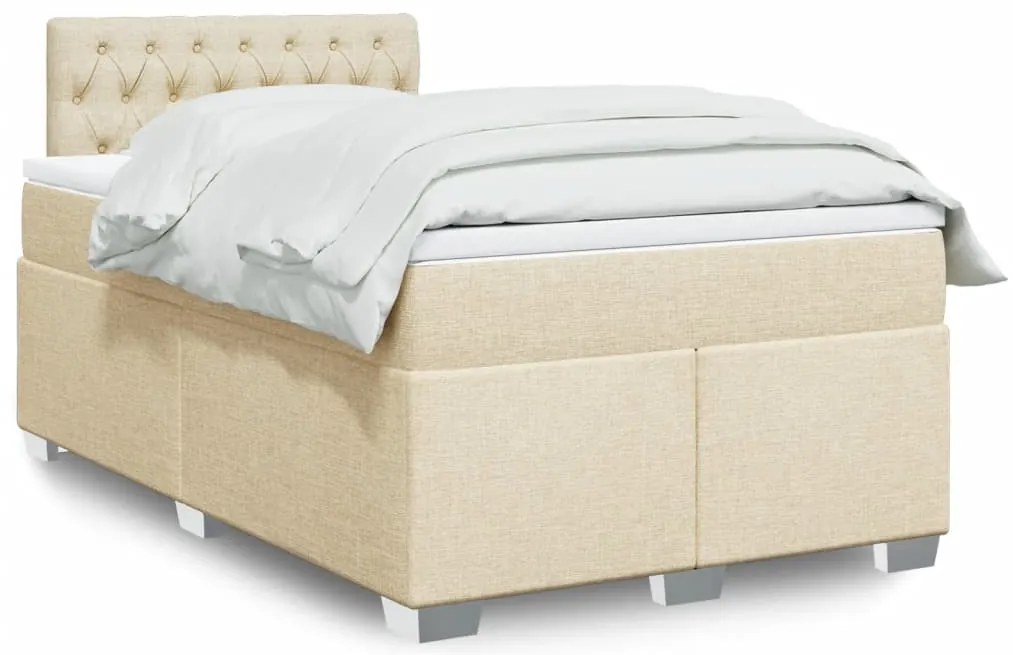vidaXL Κρεβάτι Boxspring με Στρώμα Κρεμ 120x190 εκ. Υφασμάτινο