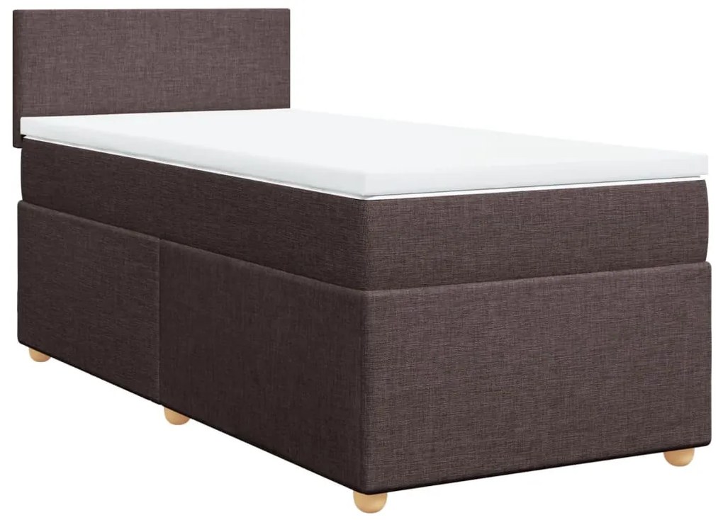 vidaXL Κρεβάτι Boxspring με Στρώμα Σκούρο Καφέ 80x200 εκ. Υφασμάτινο