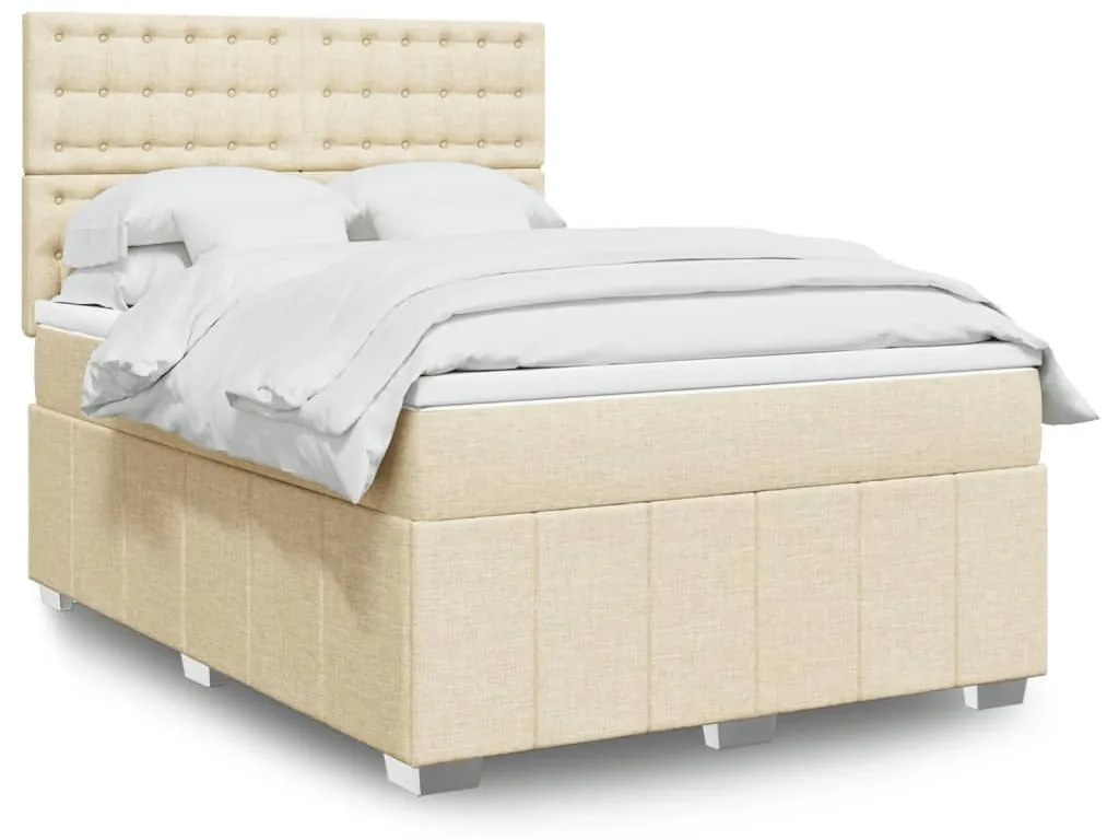 ΚΡΕΒΑΤΙ BOXSPRING ΜΕ ΣΤΡΩΜΑ ΚΡΕΜ 140X190 ΕΚ. ΥΦΑΣΜΑΤΙΝΟ 3291682